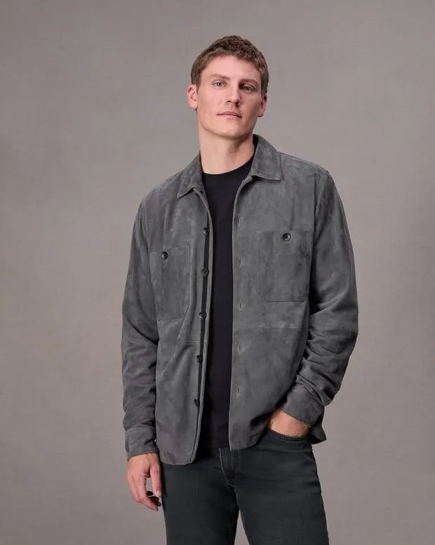 Jackets and Coats Men Rag and Bone Hyde Suede Shirt Thunder Blue
