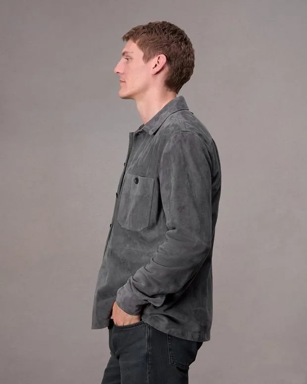 Jackets and Coats Men Rag and Bone Hyde Suede Shirt Thunder Blue