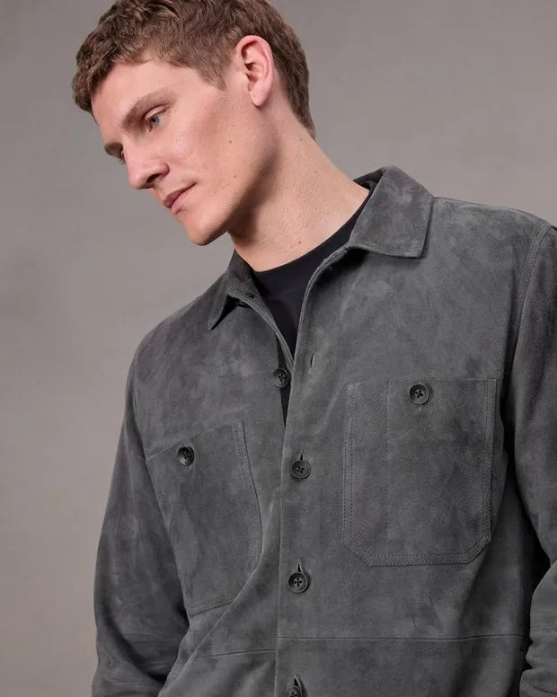Jackets and Coats Men Rag and Bone Hyde Suede Shirt Thunder Blue