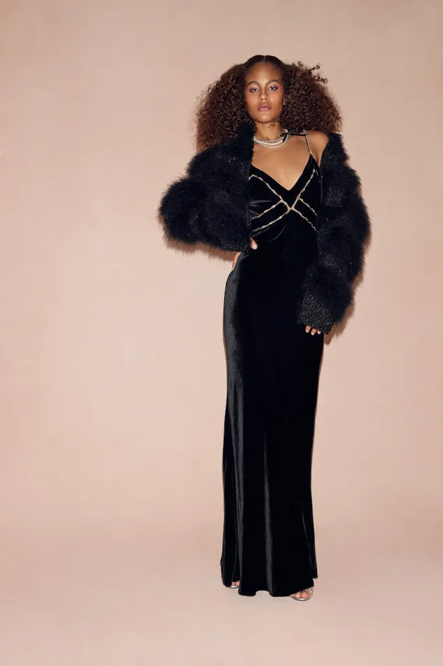 Jackets and Coats WomenKids LoveShackFancy Curran Sequin Feathered Jacket Black