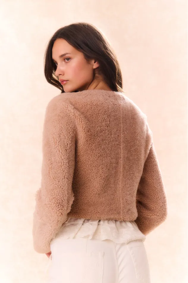 Jackets and Coats Women LoveShackFancy Lully Faux Shearling Jacket Honey