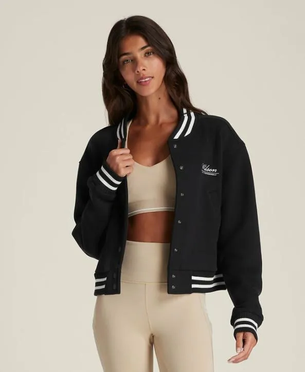 Jackets and Vests Women Wilson Hudson Cropped Varsity Bomber Black