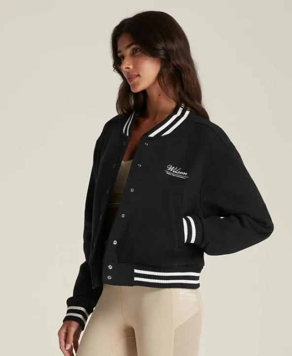 Jackets and Vests Women Wilson Hudson Cropped Varsity Bomber Black