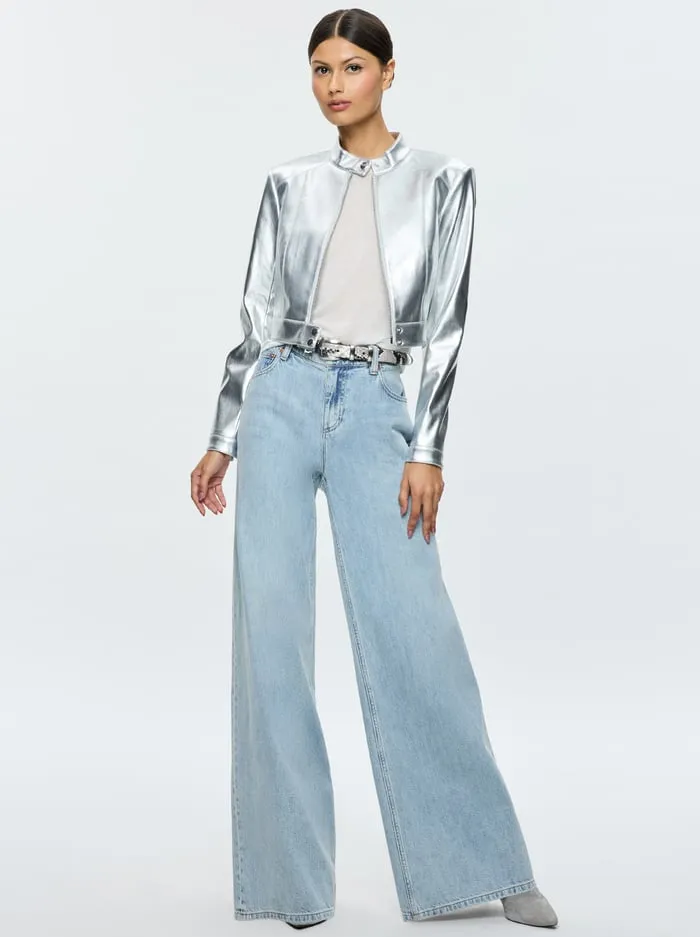Jackets Coats Women Alice Olivia Lari Vegan Moto Jacket Silver
