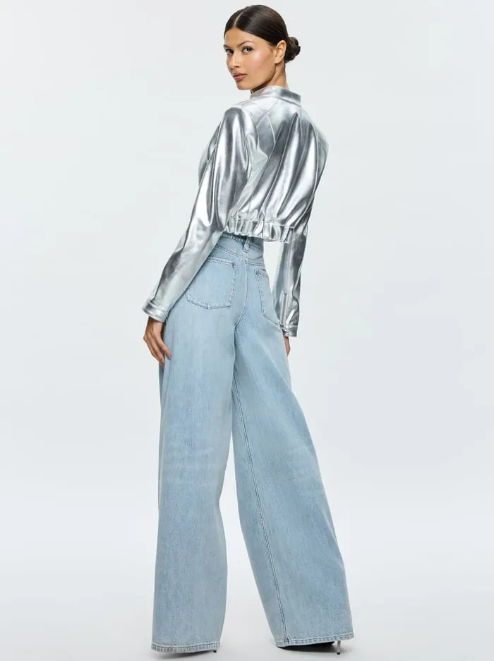 Jackets Coats Women Alice Olivia Lari Vegan Moto Jacket Silver