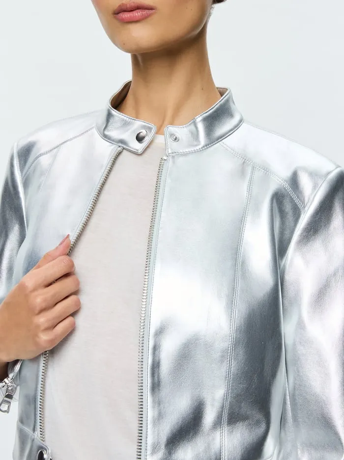 Jackets Coats Women Alice Olivia Lari Vegan Moto Jacket Silver