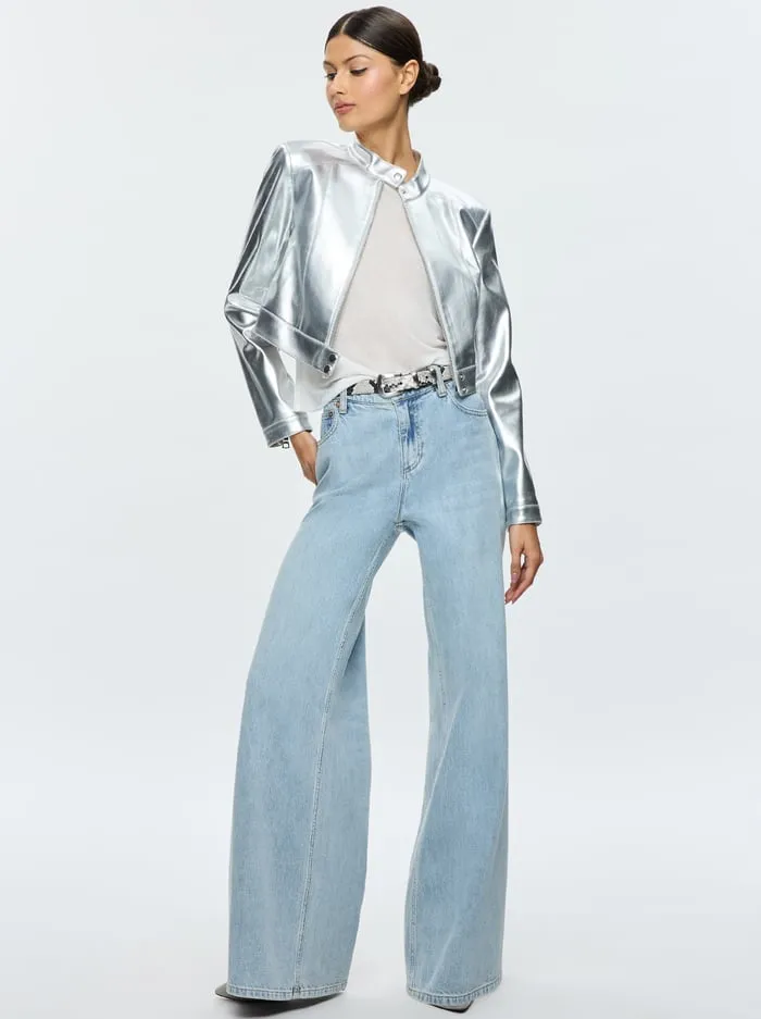 Jackets Coats Women Alice Olivia Lari Vegan Moto Jacket Silver