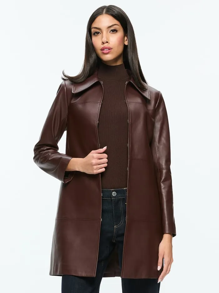 Jackets Coats Women Alice Olivia Logan Leather Coat Espresso