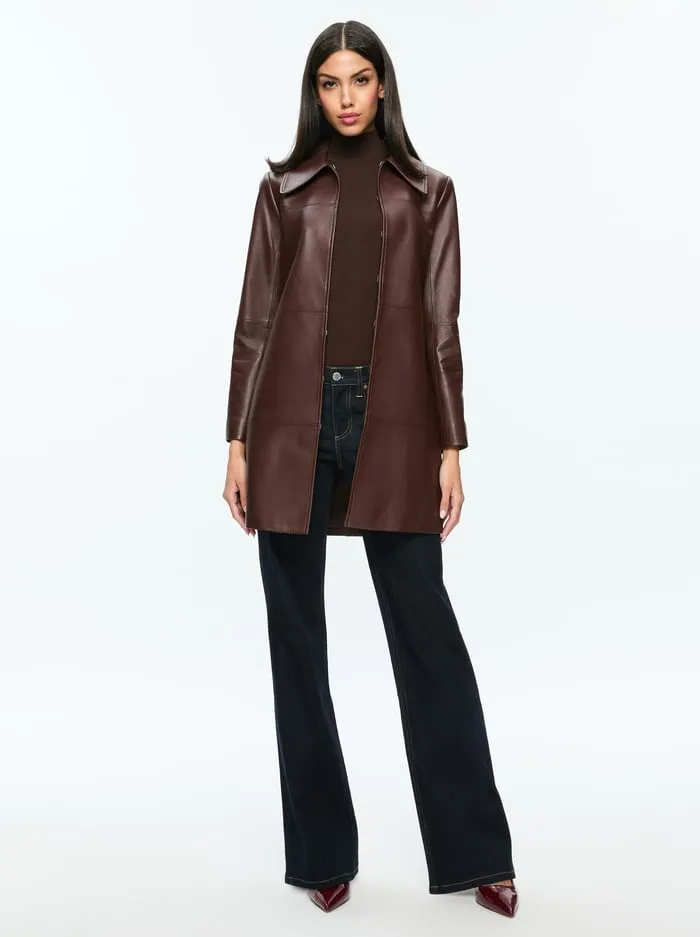 Jackets Coats Women Alice Olivia Logan Leather Coat Espresso
