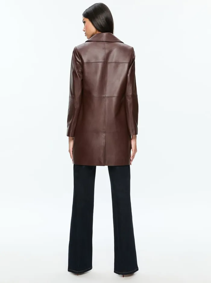 Jackets Coats Women Alice Olivia Logan Leather Coat Espresso