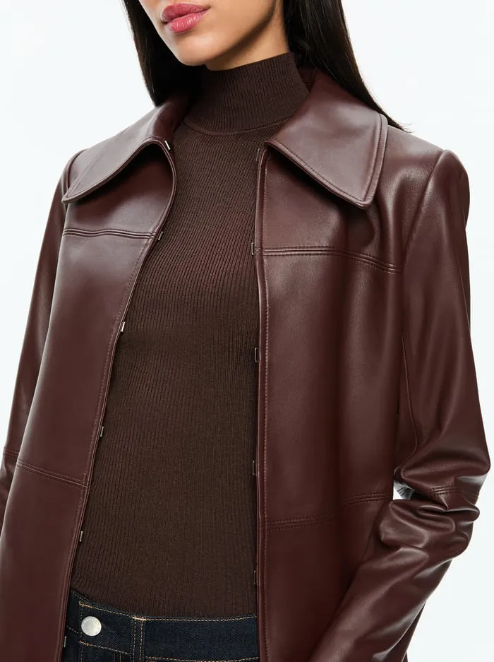 Jackets Coats Women Alice Olivia Logan Leather Coat Espresso
