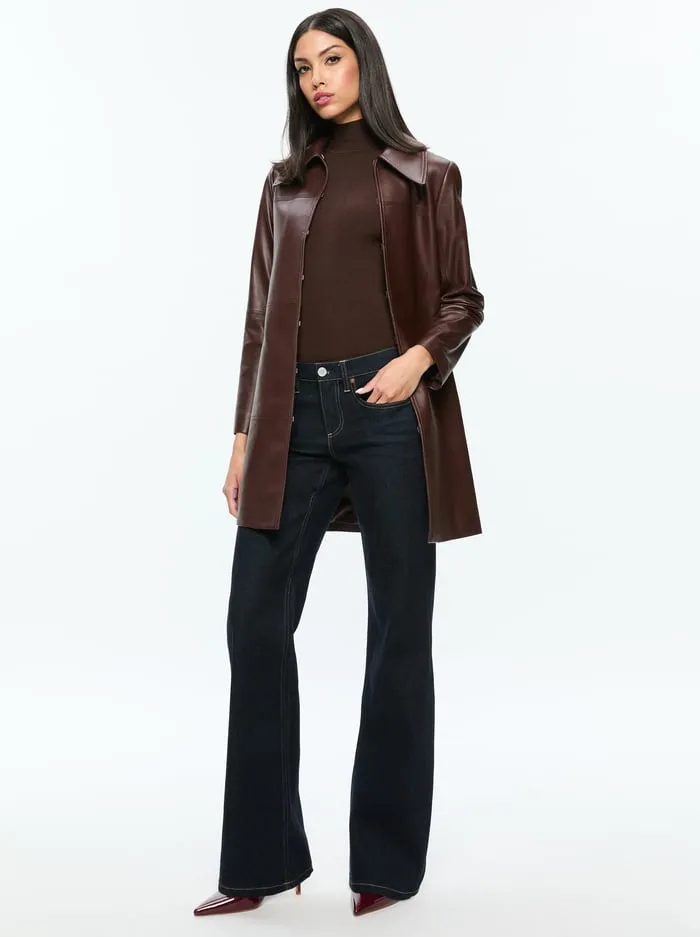 Jackets Coats Women Alice Olivia Logan Leather Coat Espresso