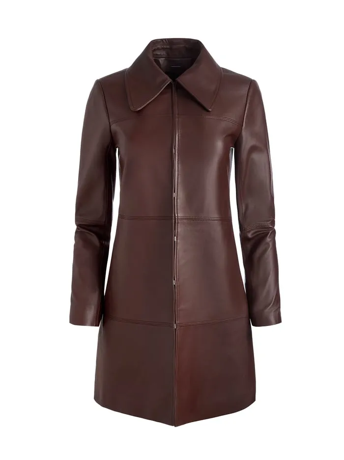 Jackets Coats Women Alice Olivia Logan Leather Coat Espresso