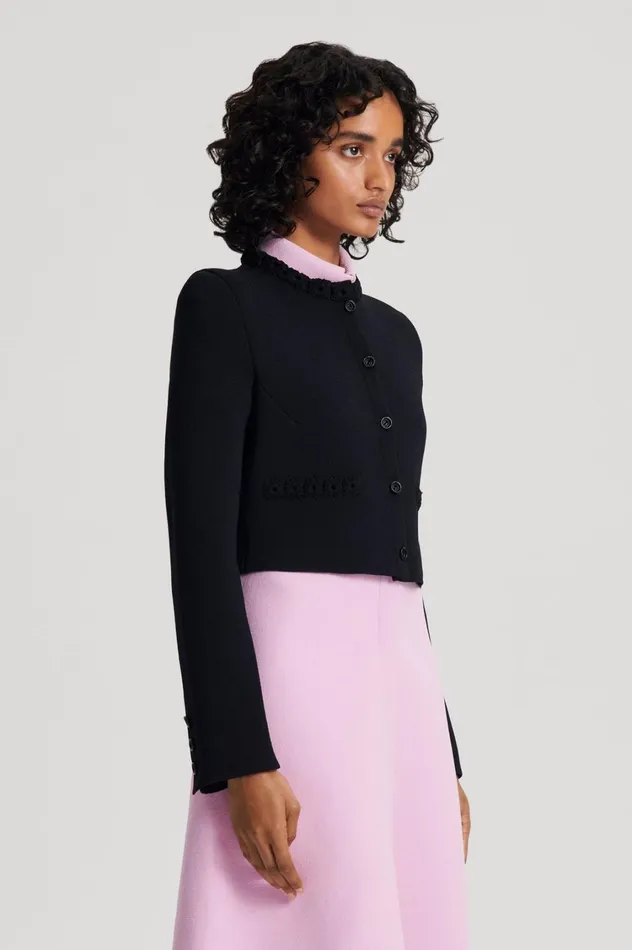 Jackets Women Scanlan Theodore CREPE KNIT DAISY CROP JACKET Black Jackets Women Scanlan Theodore CREPE KNIT DAISY CROP JACKET Black
