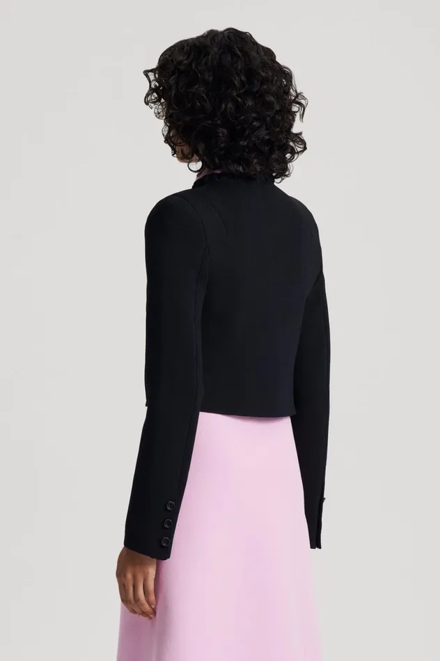 Jackets Women Scanlan Theodore CREPE KNIT DAISY CROP JACKET Black Jackets Women Scanlan Theodore CREPE KNIT DAISY CROP JACKET Black