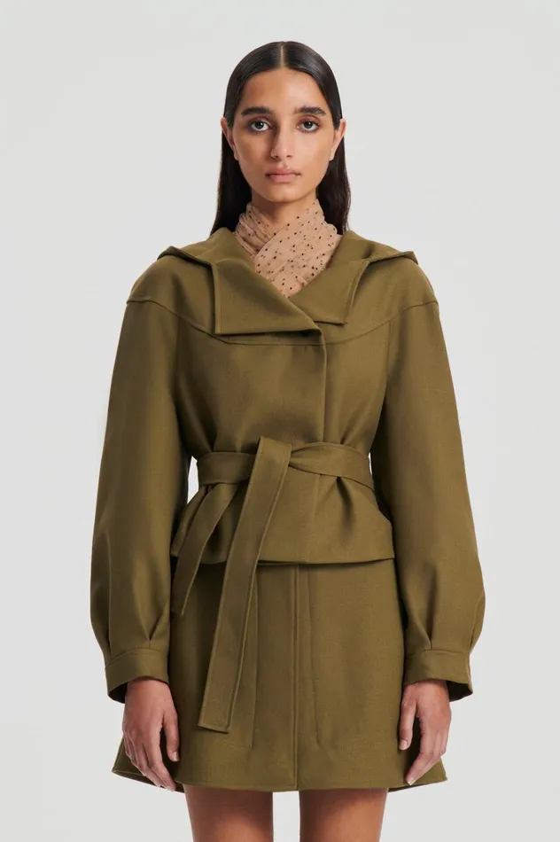 Jackets Women Scanlan Theodore CROPPED DUFFLE Olive Jackets Women Scanlan Theodore CROPPED DUFFLE Olive