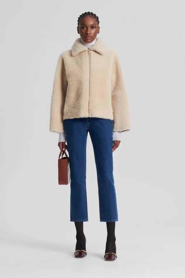 Jackets Women Scanlan Theodore SHEARLING COCOON SLEEVE JACKET Beige