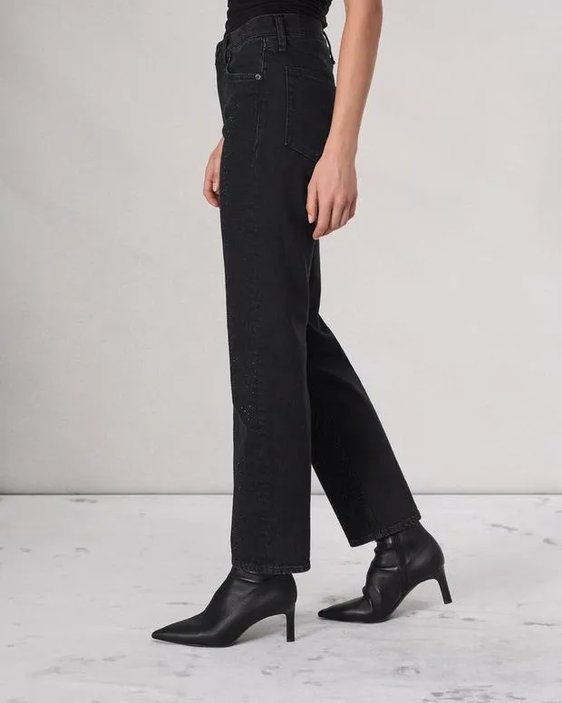 Jeans Women Rag and Bone Harlow Straight Jean Vintage Stretch Denim Sirin With Jewels