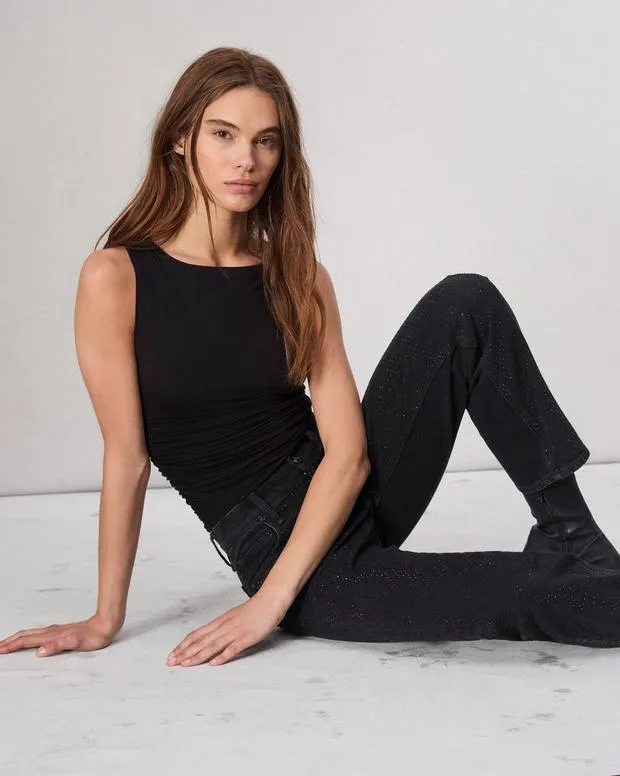 Jeans Women Rag and Bone Harlow Straight Jean Vintage Stretch Denim Sirin With Jewels
