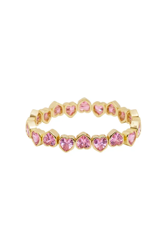 Jewelry Women LoveShackFancy Erin Wachs Large Heart Stretch Bracelet Pink