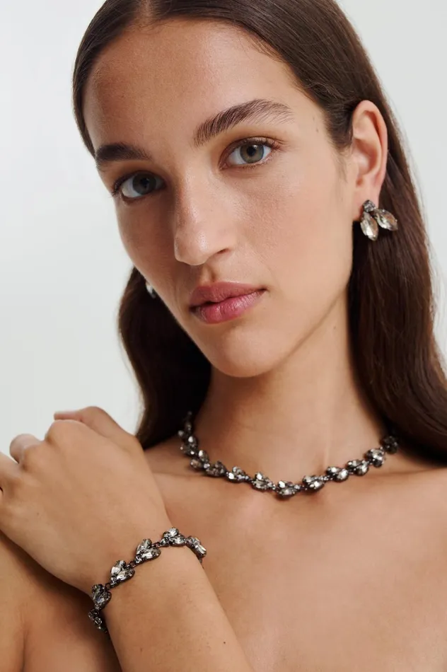 Jewelry Women Scanlan Theodore CRYSTAL LEAF BRACELET Blackdiamond