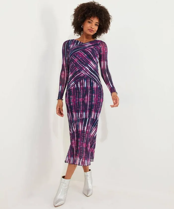 Joe Browns Dresses Women Elsa Printed Mesh Dress Purple