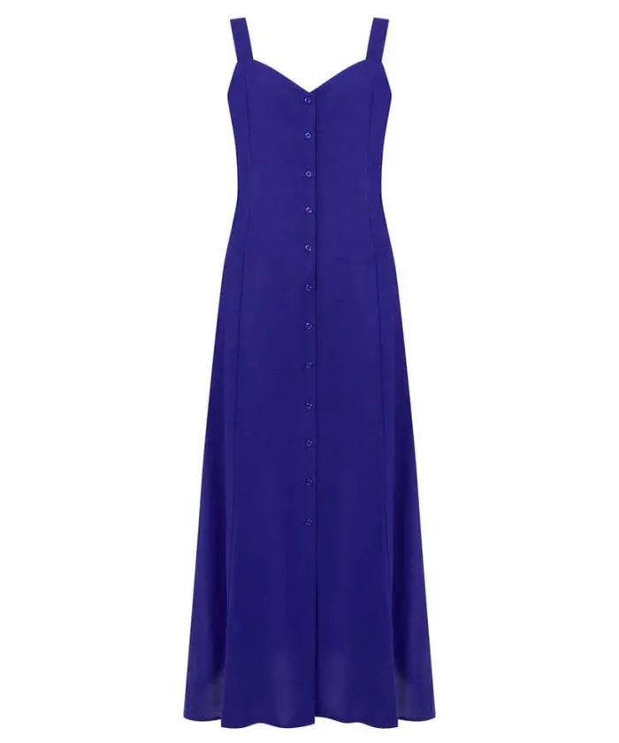 Joe Browns Dresses Women Jane Button Through Linen Blend Dress Blue Joe Browns Dresses Women Jane Button Through Linen Blend Dress Blue