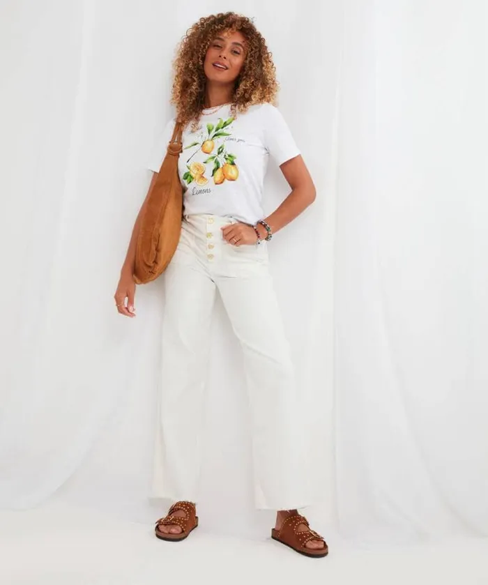 Joe Browns Jeans and Trousers Women Pippa Wide Leg Jeans White
