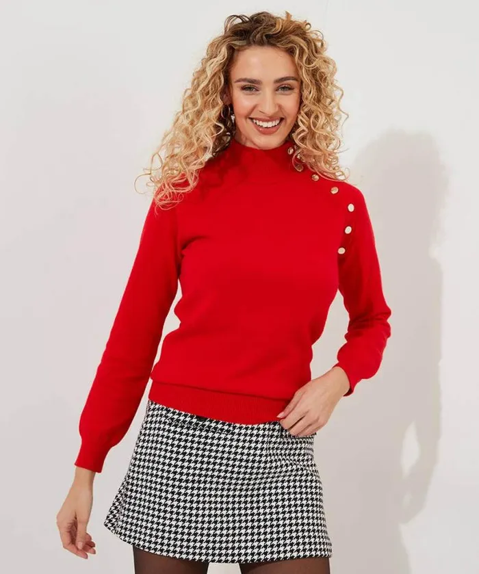 Joe Browns Knitwear and Cardigans Women Poppy High Neck Jumper Red