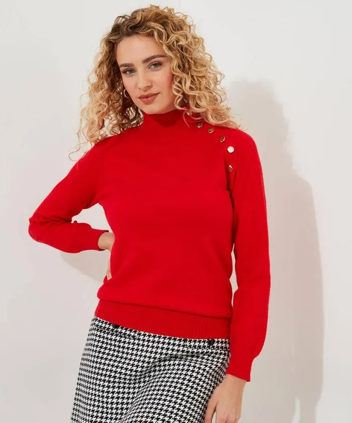 Joe Browns Knitwear and Cardigans Women Poppy High Neck Jumper Red Joe Browns Knitwear and Cardigans Women Poppy High Neck Jumper Red