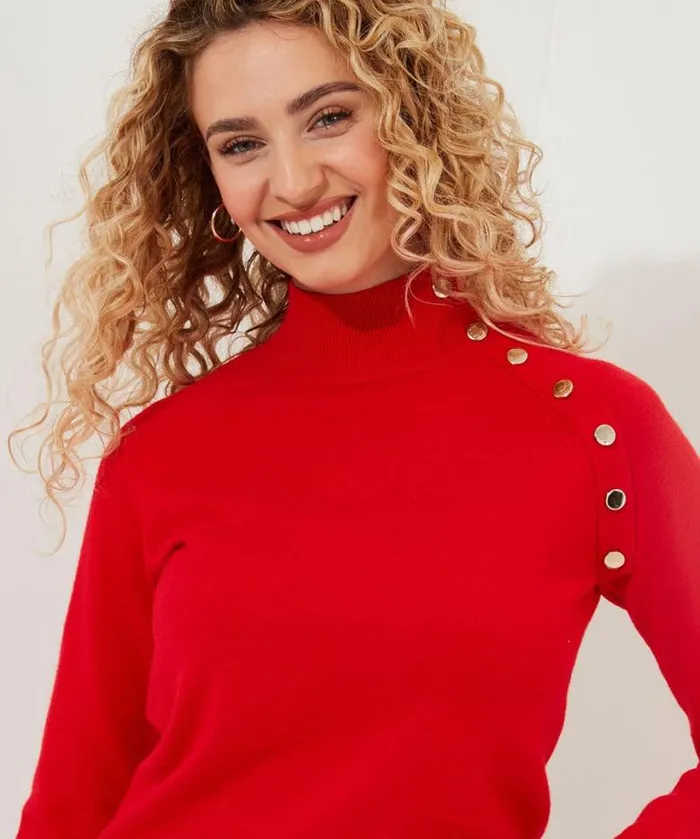 Joe Browns Knitwear and Cardigans Women Poppy High Neck Jumper Red Joe Browns Knitwear and Cardigans Women Poppy High Neck Jumper Red
