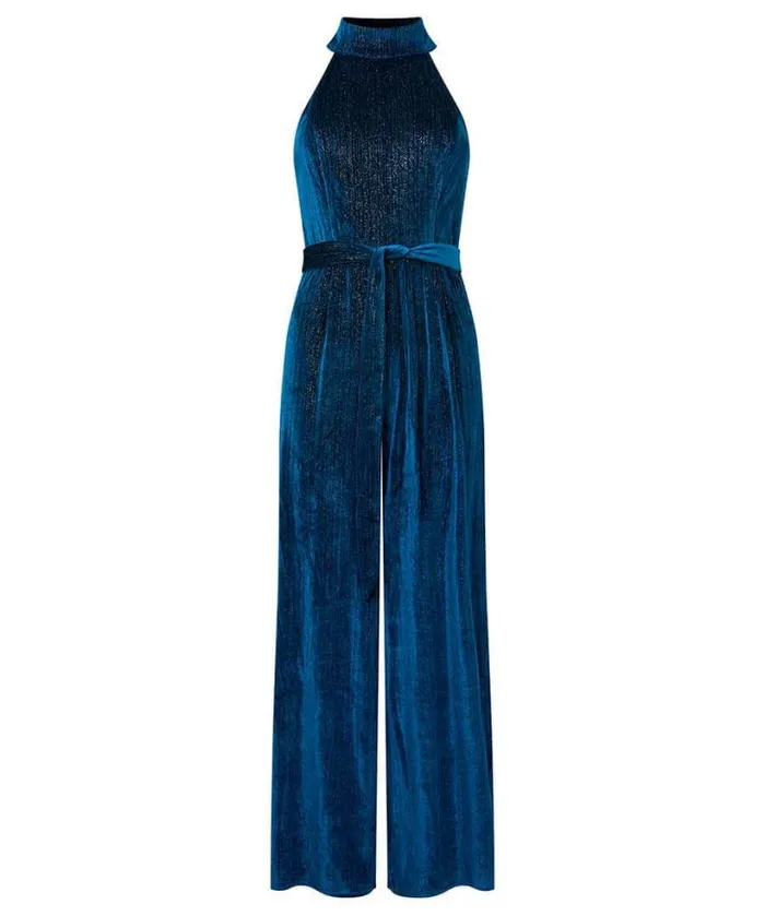 Joe Browns Petite Collection Women Statement Velour Jumpsuit Teal Joe Browns Petite Collection Women Statement Velour Jumpsuit Teal
