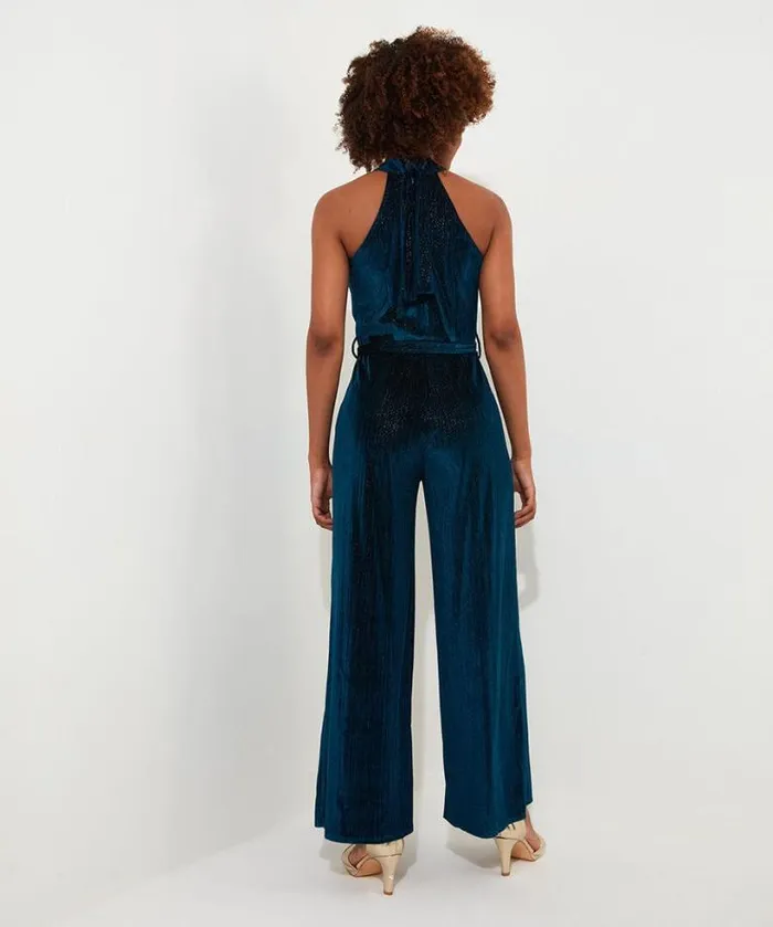Joe Browns Petite Collection Women Statement Velour Jumpsuit Teal Joe Browns Petite Collection Women Statement Velour Jumpsuit Teal