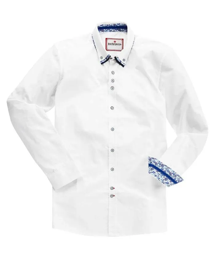 Joe Browns Shirts Men Terrific Triple Collar Shirt White Joe Browns Shirts Men Terrific Triple Collar Shirt White
