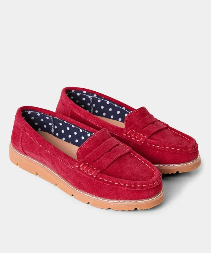 Joe Browns Shoes Sandals and Boots Women Palma Harbour Suede Loafer Red Joe Browns Shoes Sandals and Boots Women Palma Harbour Suede Loafer Red
