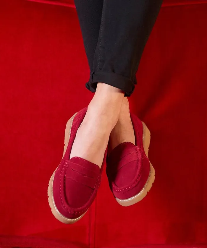 Joe Browns Shoes Sandals and Boots Women Palma Harbour Suede Loafer Red Joe Browns Shoes Sandals and Boots Women Palma Harbour Suede Loafer Red