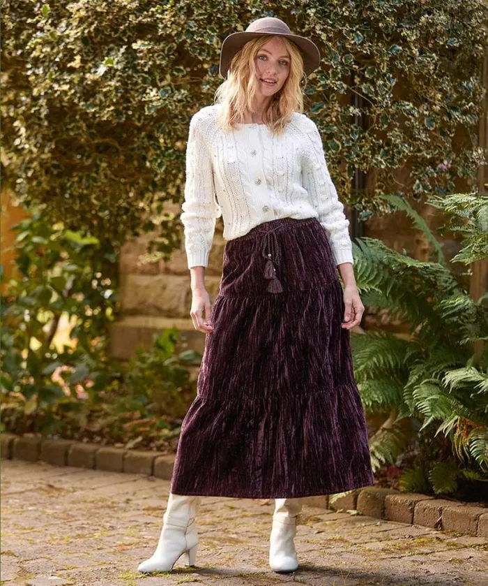 Joe Browns Skirts Women Remarkable Velour Tiered Skirt Purple Joe Browns Skirts Women Remarkable Velour Tiered Skirt Purple