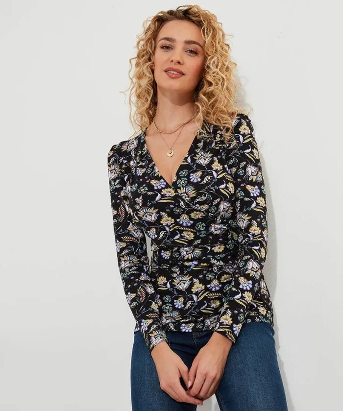 Joe Browns Tops Tunics and Blouses Women Aria Jersey Wrap Top Black
