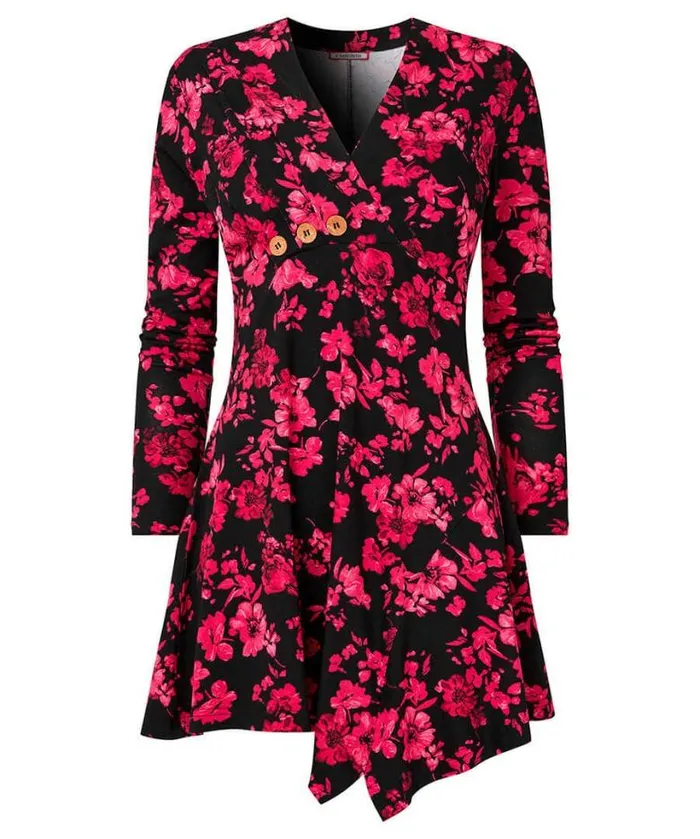 Joe Browns Tops Tunics and Blouses Women Button Detail Printed Jersey Tunic Top Black Joe Browns Tops Tunics and Blouses Women Button Detail Printed Jersey Tunic Top Black