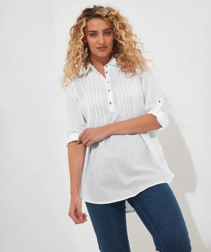 Joe Browns Tops Tunics and Blouses Women Simon039s Summer Longline Blouse White Joe Browns Tops Tunics and Blouses Women Simon039s Summer Longline Blouse White