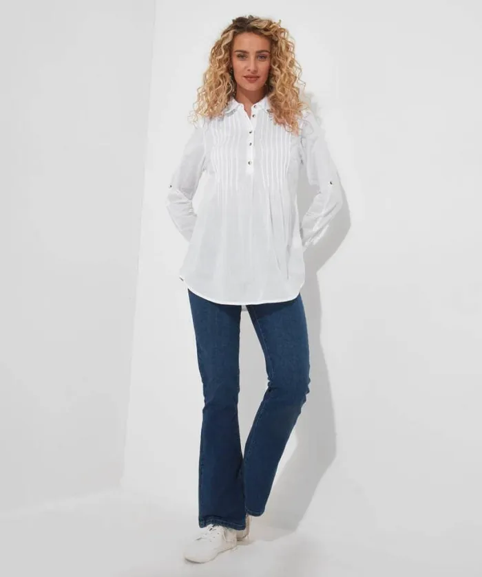 Joe Browns Tops Tunics and Blouses Women Simon039s Summer Longline Blouse White Joe Browns Tops Tunics and Blouses Women Simon039s Summer Longline Blouse White
