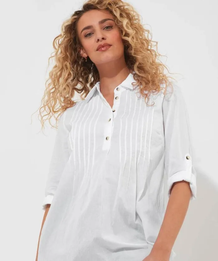 Joe Browns Tops Tunics and Blouses Women Simon039s Summer Longline Blouse White Joe Browns Tops Tunics and Blouses Women Simon039s Summer Longline Blouse White