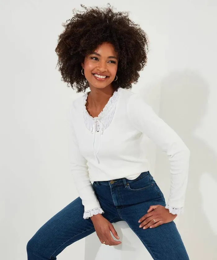 Joe Browns Tops Tunics and Blouses Women Trixie Collar Detail Top Cream