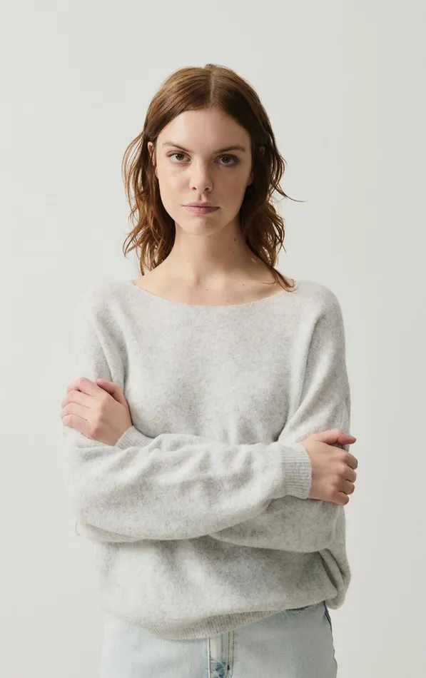 Jumper Damsville Heather Grey Women American Vintage Jumpers and Cardigans