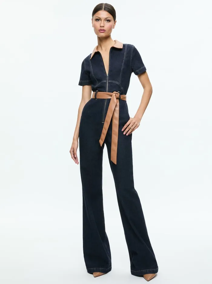 Jumpsuits Rompers Women Alice Olivia Gorgeous Wide Leg Jumpsuit Dark Rinse
