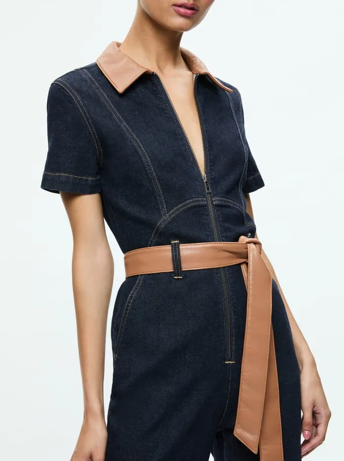 Jumpsuits Rompers Women Alice Olivia Gorgeous Wide Leg Jumpsuit Dark Rinse