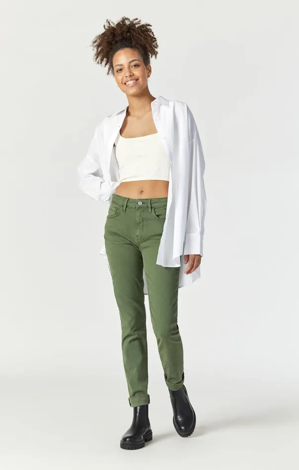 Kathleen Slim Boyfriend In Forest Green Feather Blue Women Mavi Jeans Denim