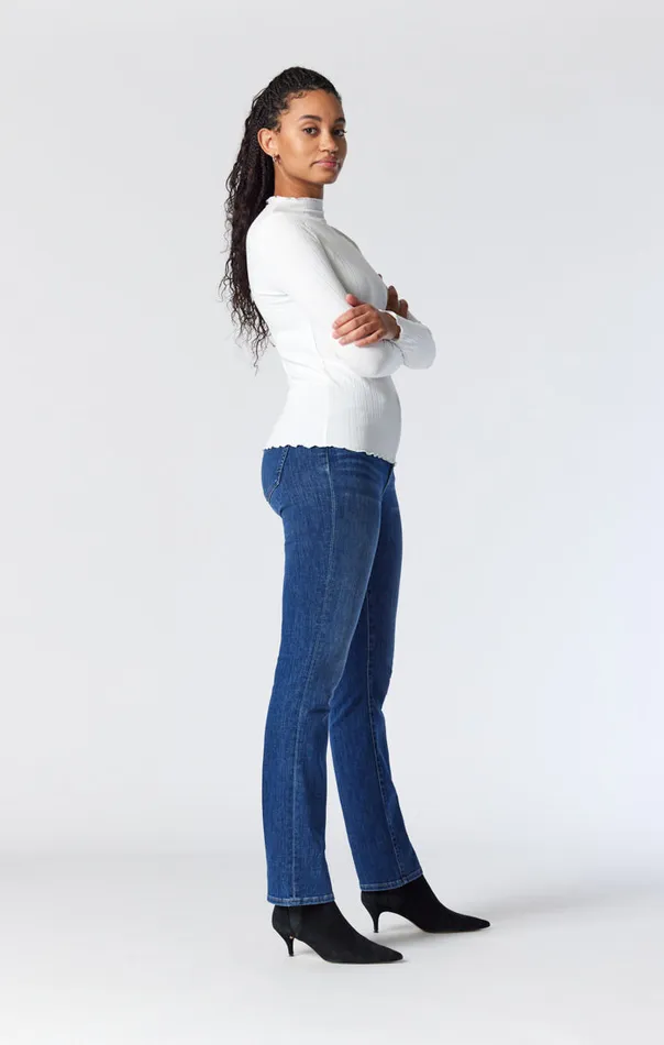 Kendra Straight Leg Jeans In Dark Brushed Feather Blue Women Mavi Jeans Denim Kendra Straight Leg Jeans In Dark Brushed Feather Blue Women Mavi Jeans Denim