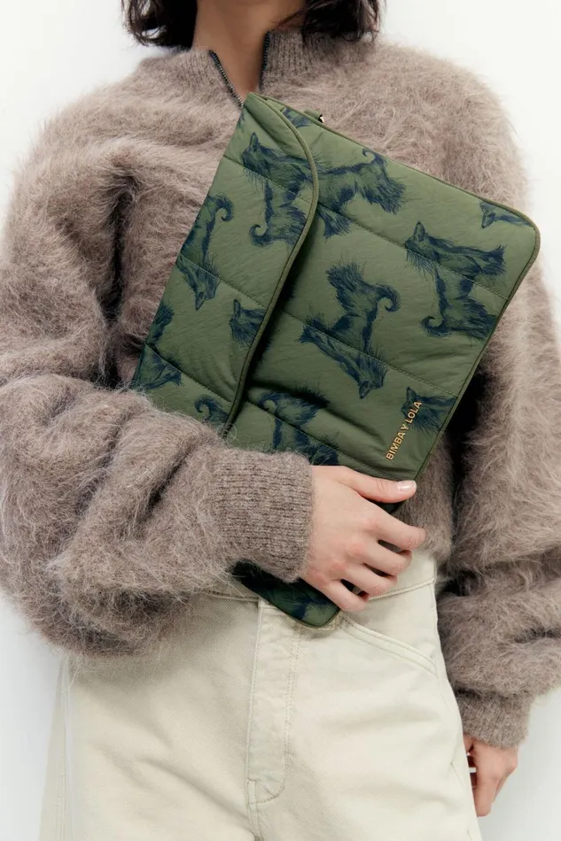 Khaki Pencil Greyhound Print Nylon 135 Galgo Lapiz Green Women Bimba Y Lola Nylon