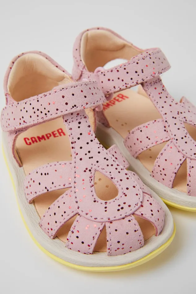 Kids Bicho Pink Nubuck Sandals For Kids Camper Sandals